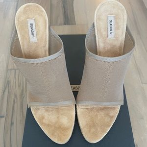 Yeezy Season 6 knit mules - taupe 110mm heel.  size 38.5